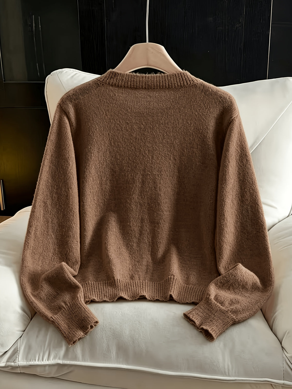 Pull grande taille à imprimé fleuri, coupe oversize, chaleur d'hiver, vu de dos