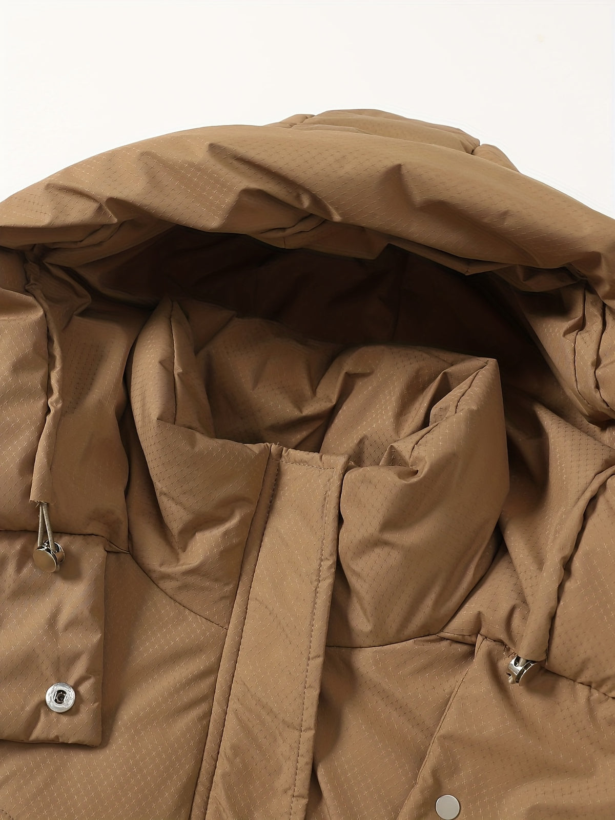 Manteau grande taille, fermeture zippée, chaleur d'hiver, matelassé, gros plan