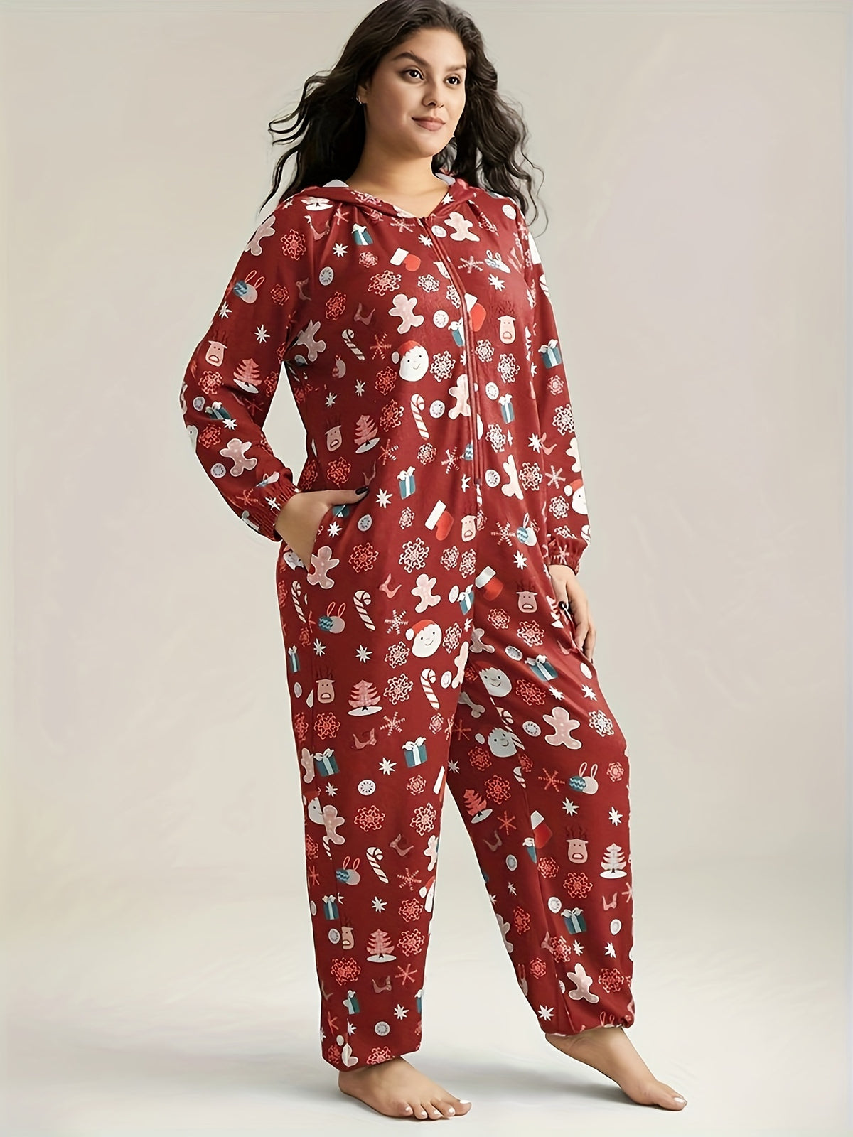 Pyjama grande taille, fermeture zippée, chaleur d'hiver, autre coloris