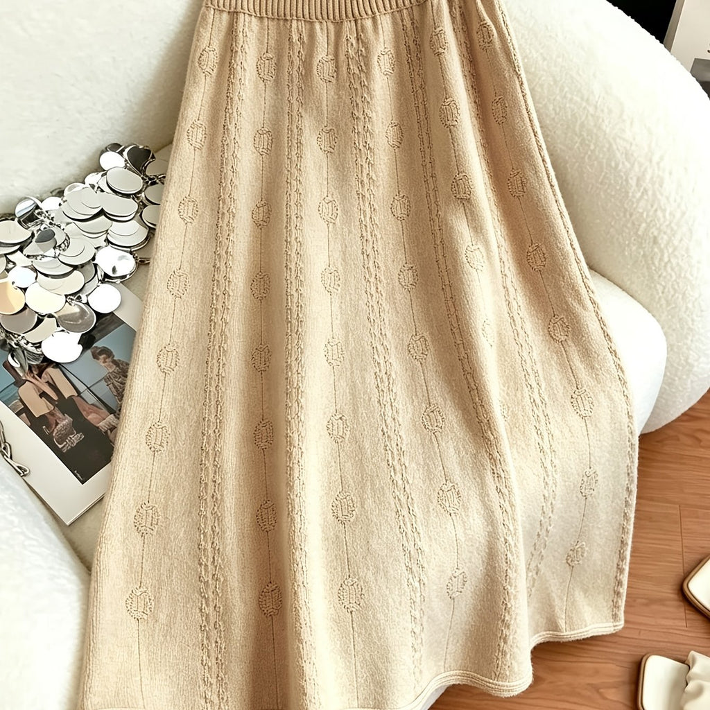 Robe grande taille, coupe évasée, allure élégante, porté de face