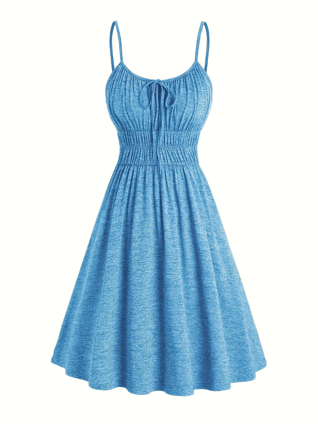 Robe courte grande taille — Maille chinée et taille smockée