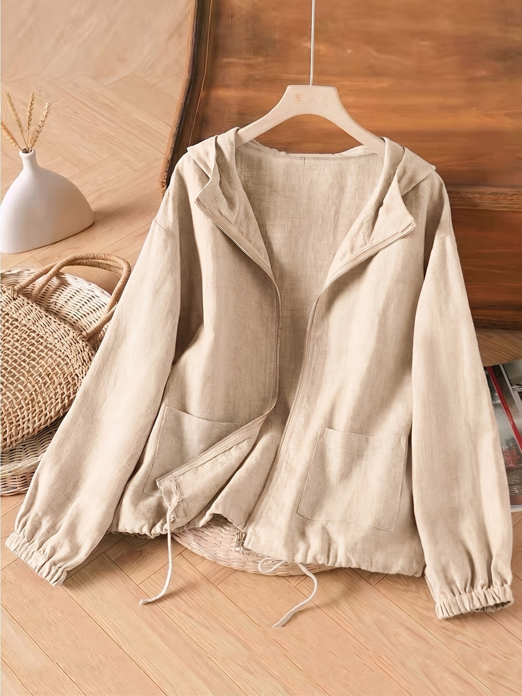 Veste grande taille, coupe ample, capuche — composition : 95% Polyester, 5% Élasthanne