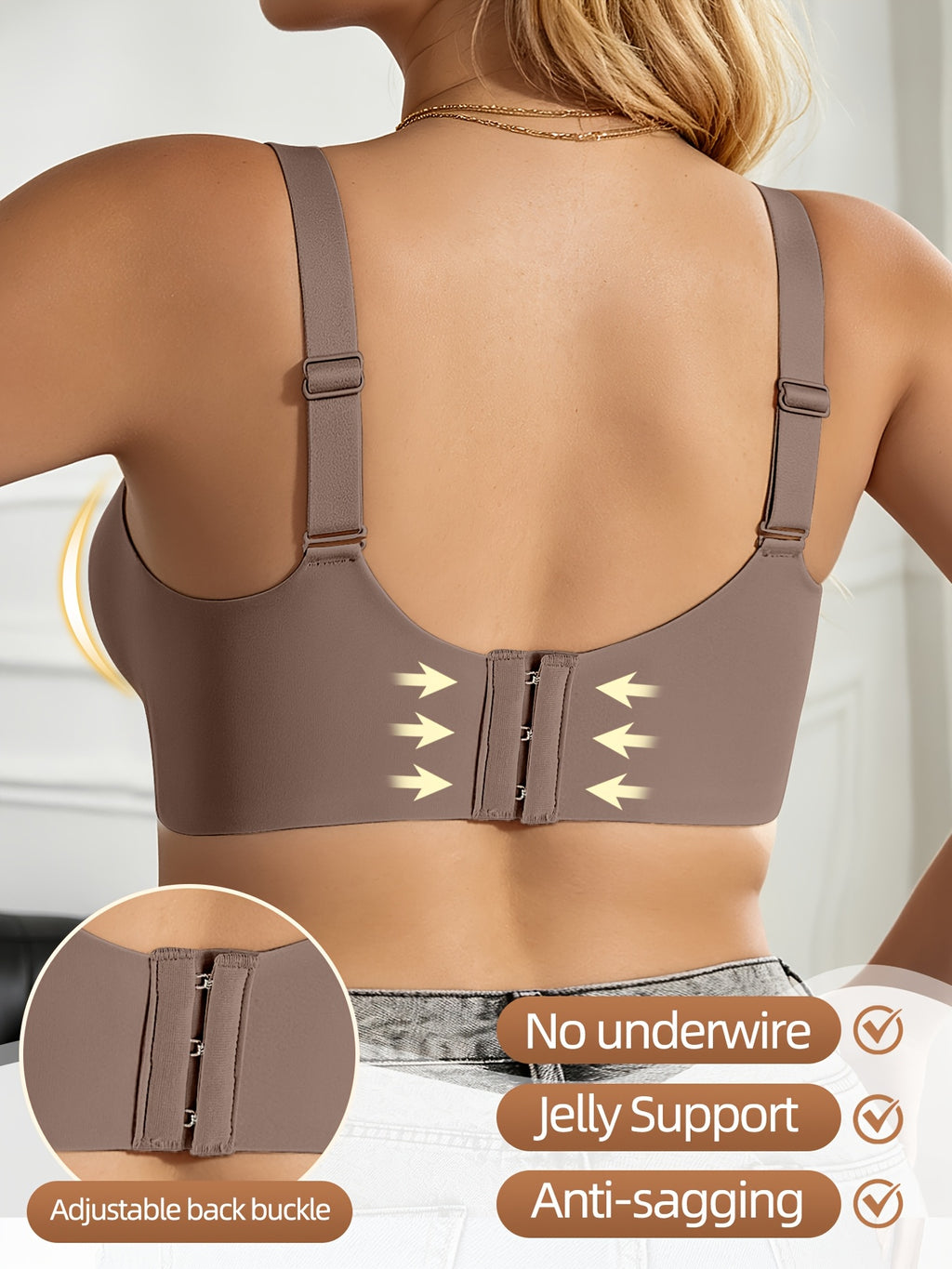 Soutien-gorge grande taille, coupe ample, ligne affirmée, détail du col