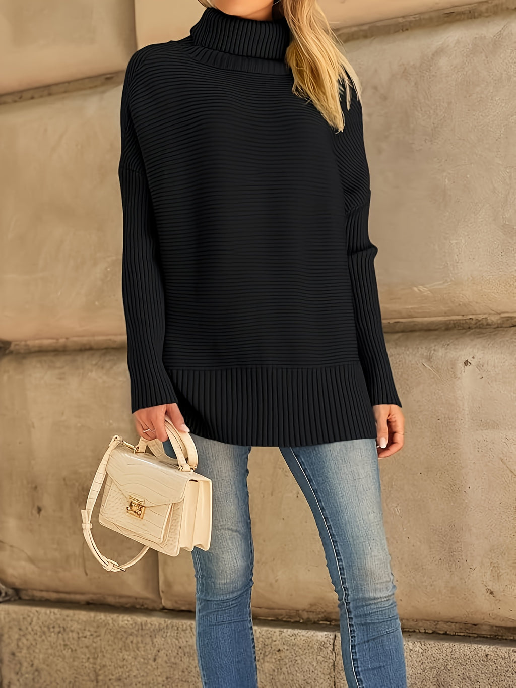 Pull grande taille, coupe oversize, fente, toucher moelleux