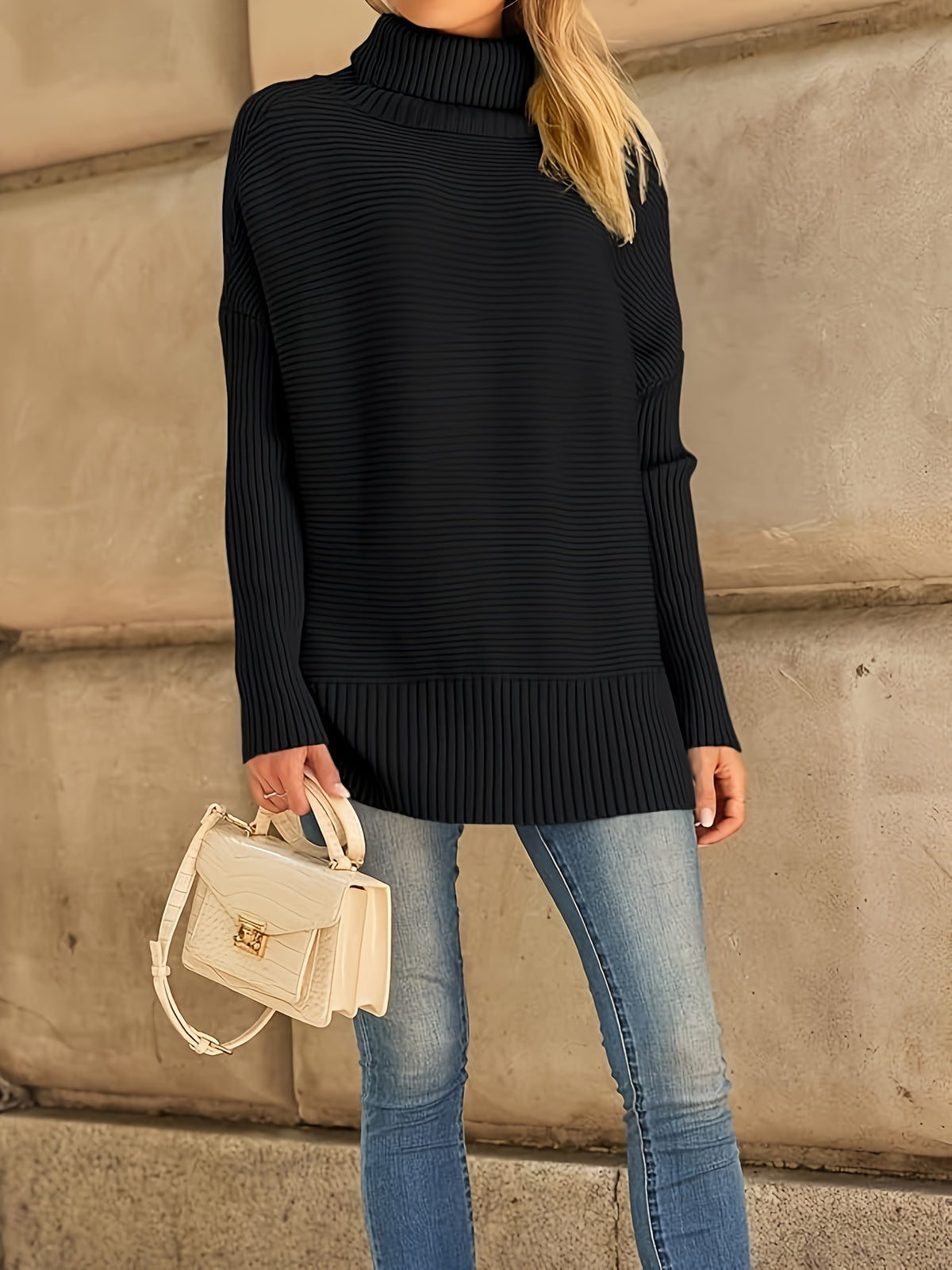 Pull grande taille, coupe oversize, fente, toucher moelleux