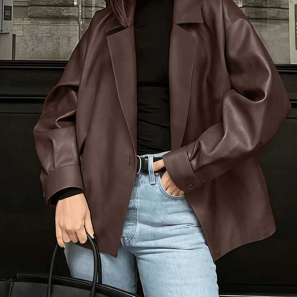 Veste grande taille — matière : cuir synthétique