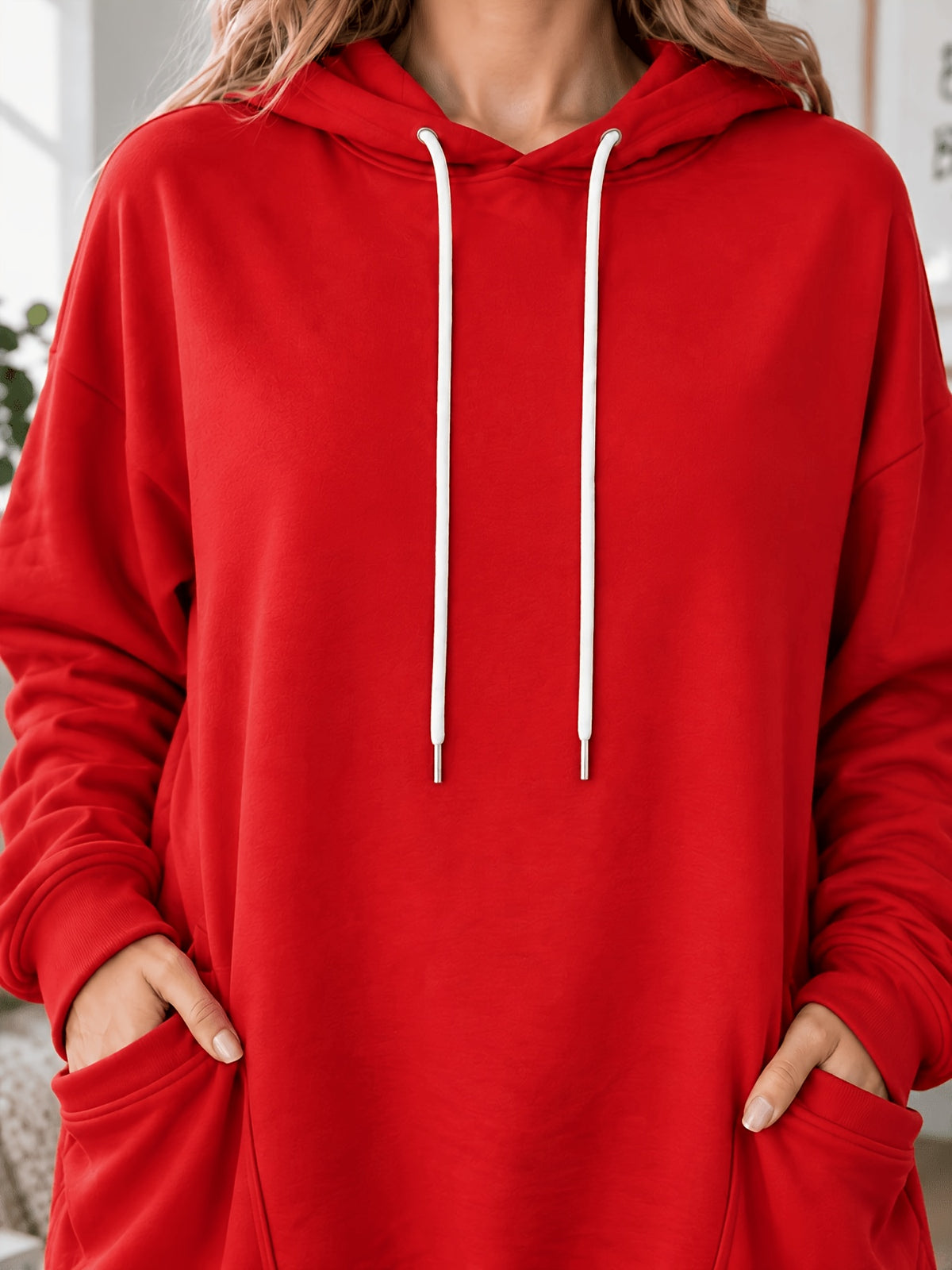 Sweat grande taille, coupe ample, manches longues, toucher naturel, porté de face