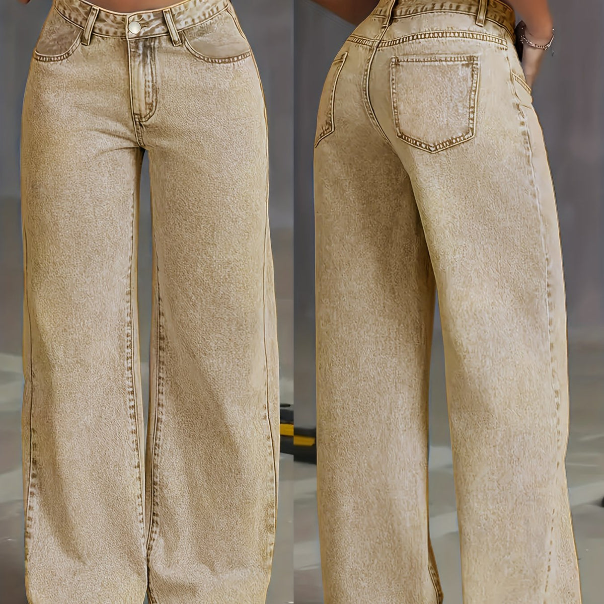 Jean grande taille, coupe droite, tenue franche, esprit décontracté — composition : 75% Coton, 23% Polyester, 2% Élasthanne Image