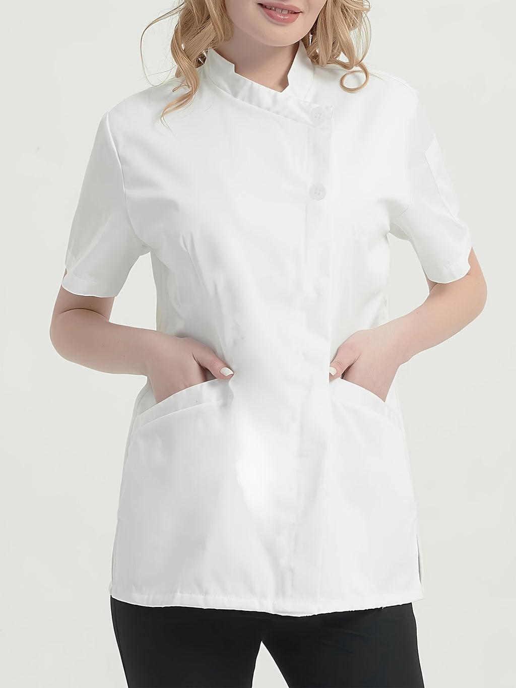 Chemise grande taille, col croisé, manches courtes, vu de dos
