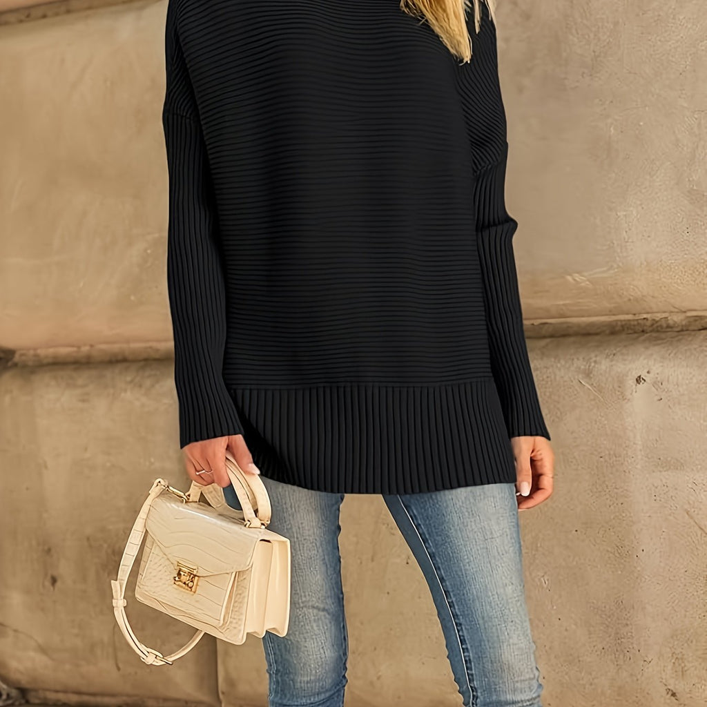 Pull grande taille, coupe oversize, fente, toucher moelleux — matière : acrylique