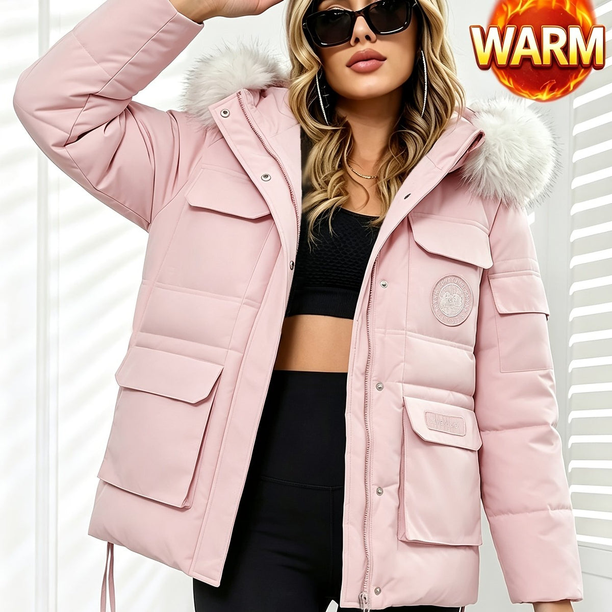 Parka grande taille, coupe ample, capuche, chaleur d'hiver — composition : 100% Polyester Image