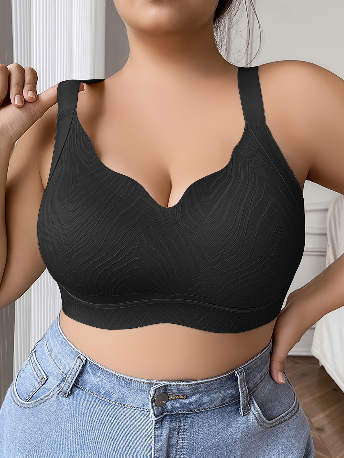 Soutien-gorge sans armature grande taille — Tissu gaufré, 5 teintes