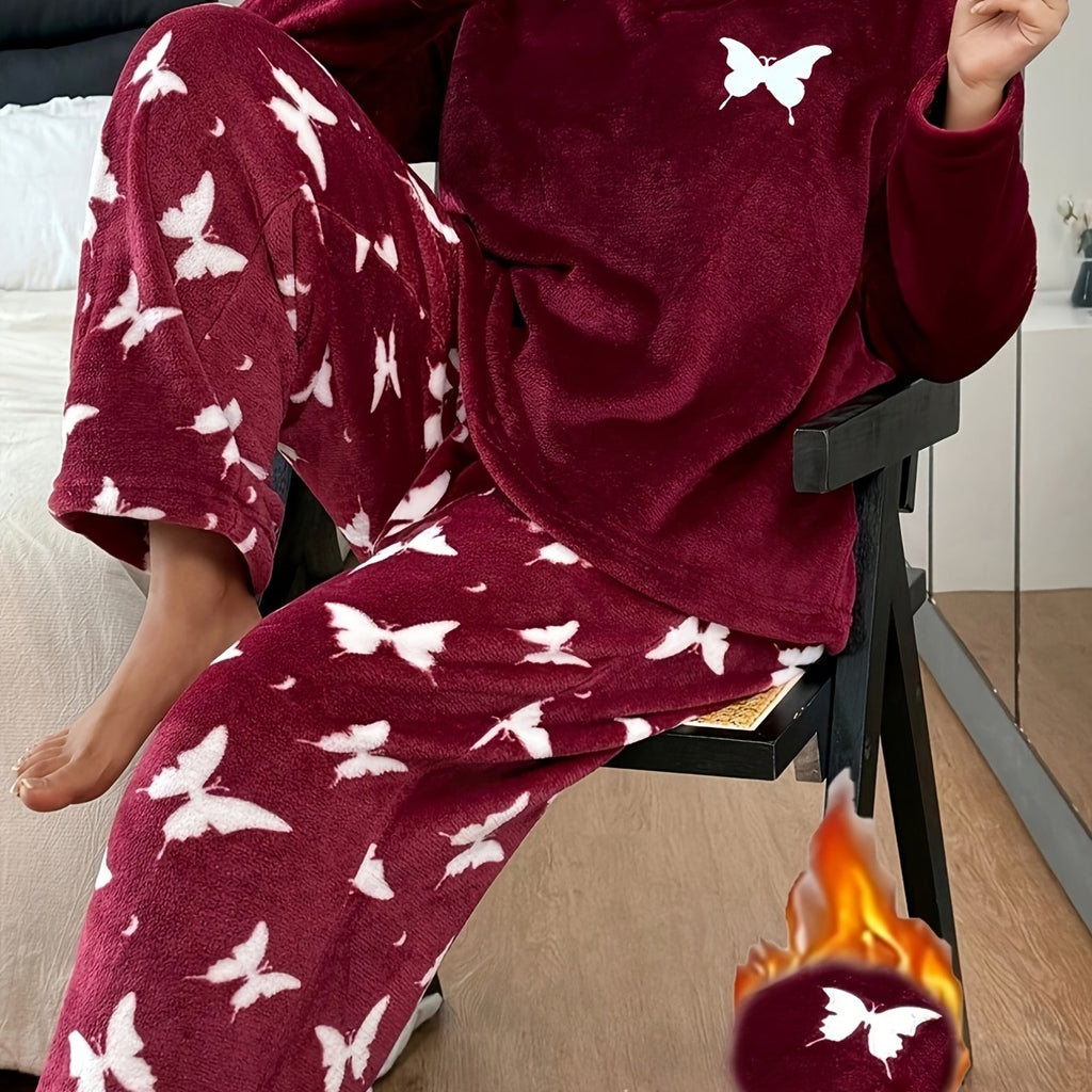 Pyjama grande taille, chaleur d'hiver, esprit décontracté — matière : polyester