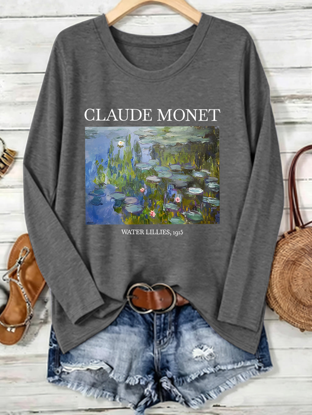 T-shirt grande taille, coupe ample, manches longues, mise en situation