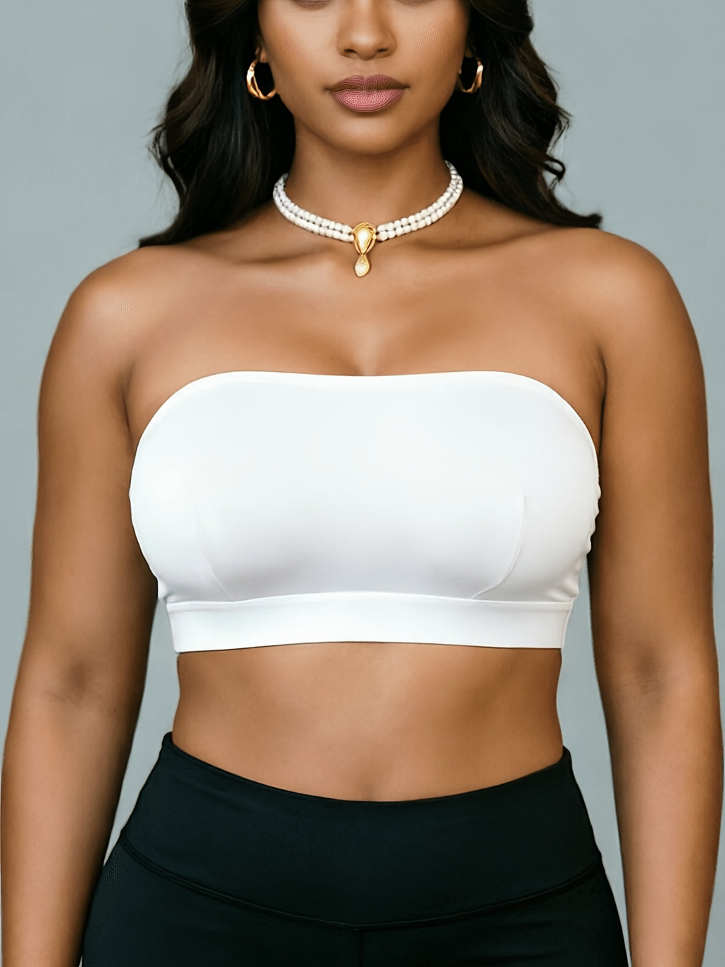 Soutien-gorge bandeau grande taille, dos ajouré à agrafes