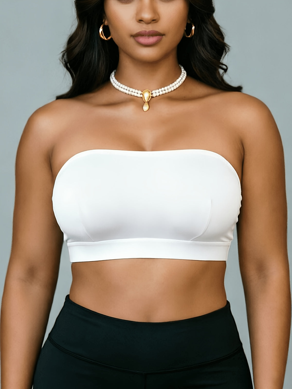 Soutien-gorge bandeau grande taille, dos ajouré à agrafes
