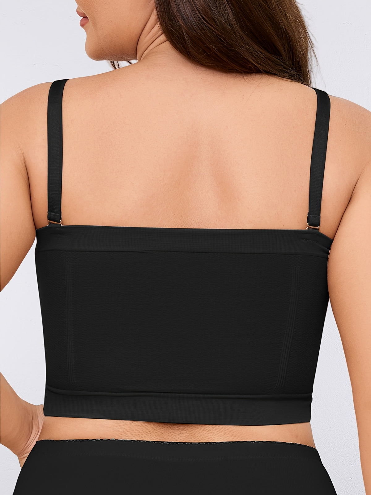 Bandeau sans armature grande taille — Bretelles croisées, noir