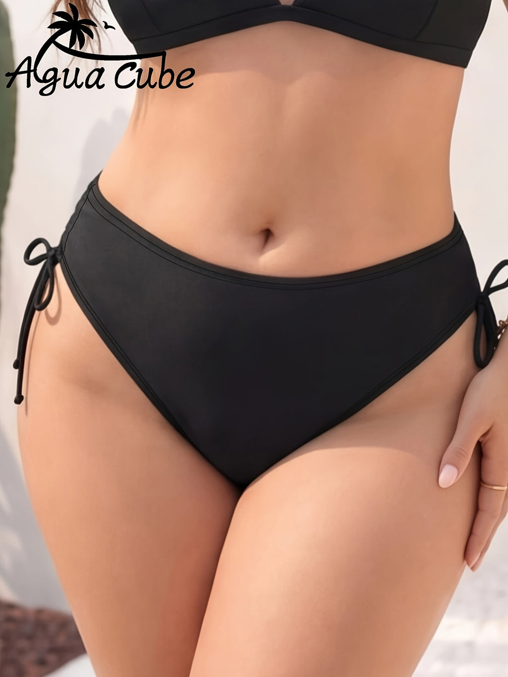Bas de maillot de bain grande taille — Noir à côtés à nouer