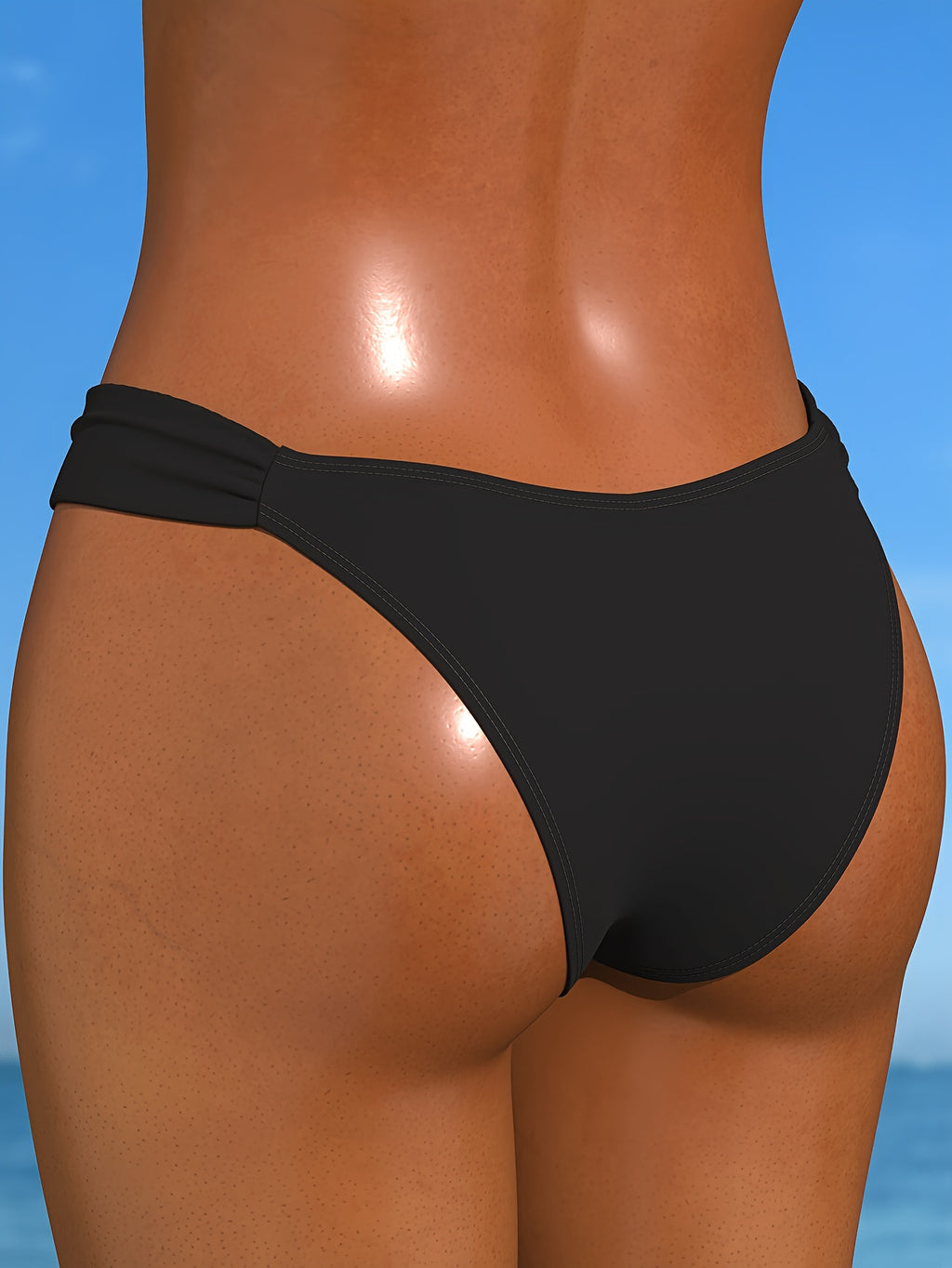 Bas de maillot de bain grande taille, côtés froncés