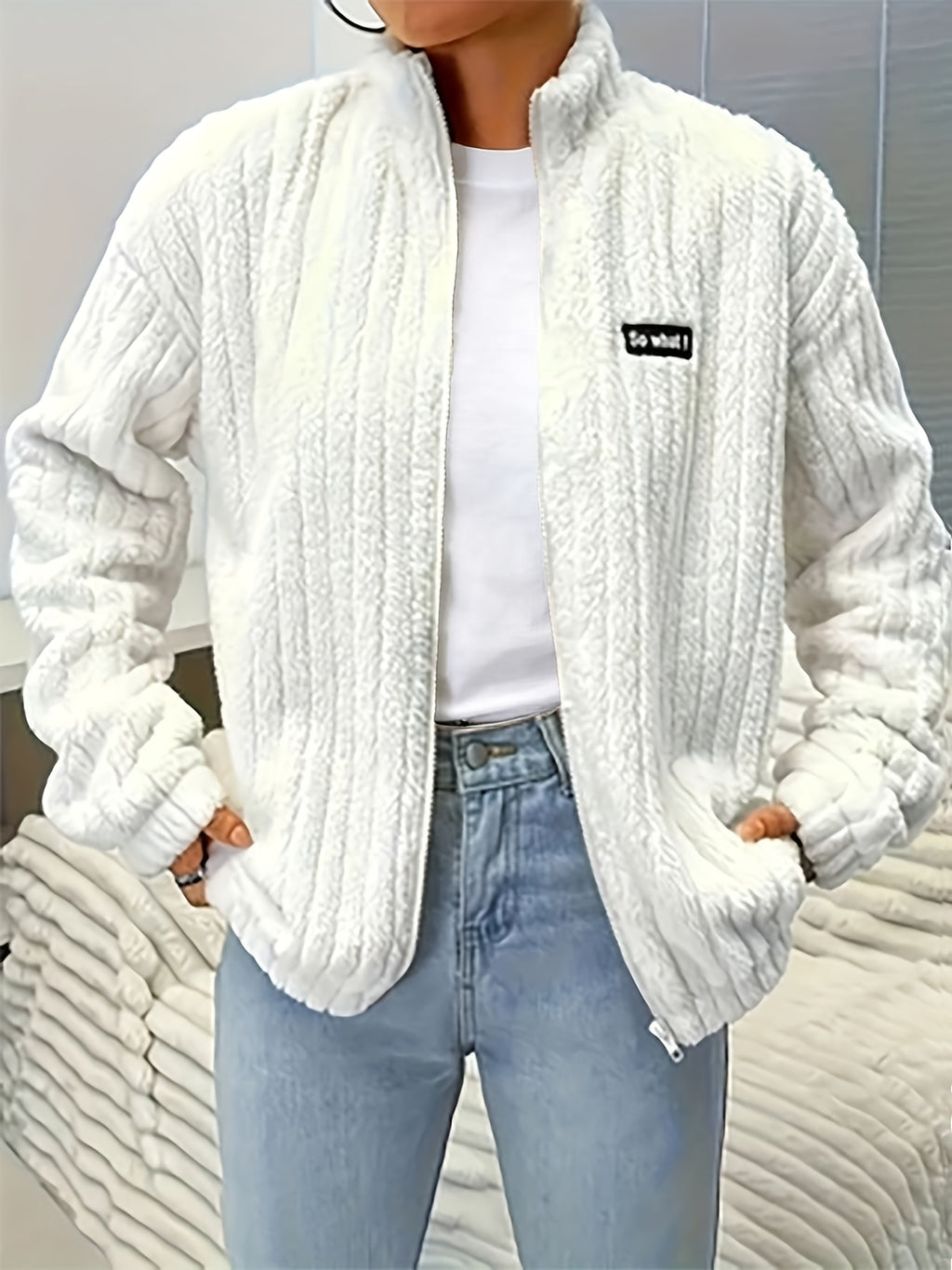 Veste grande taille, doublure, détail du tissu