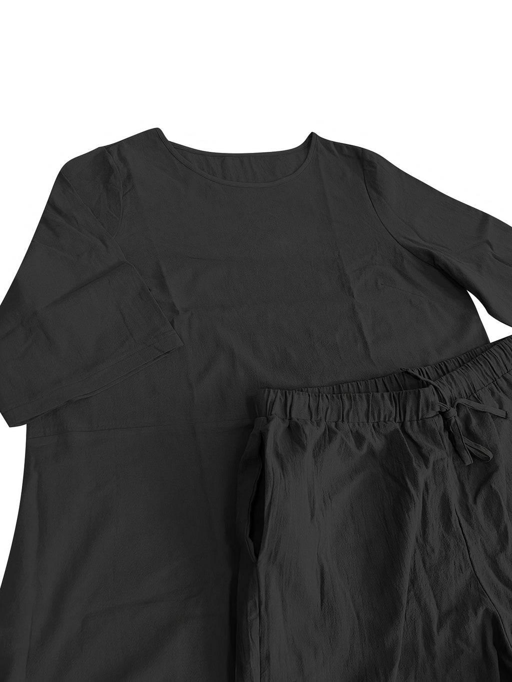 Ensemble grande taille en lin, coupe ample, tenue souple