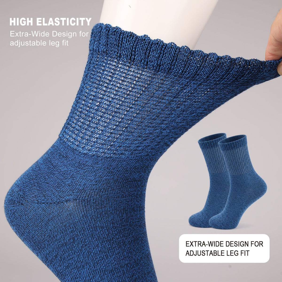 Chaussettes grande taille en laine, coupe ample, tenue chaude, vu de dos