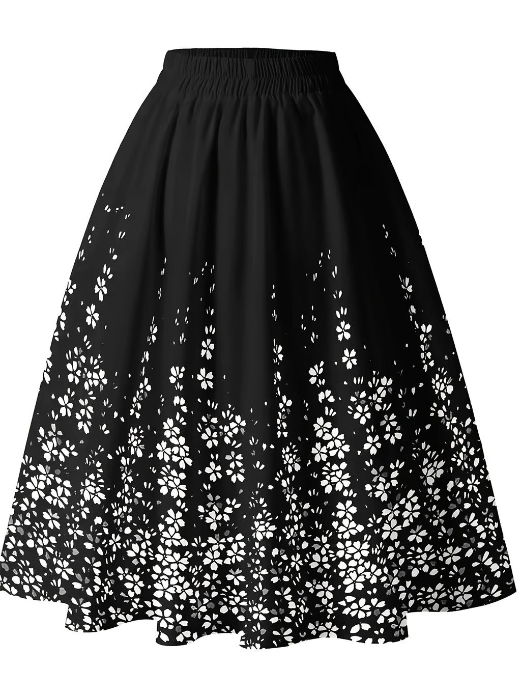 Jupe grande taille à imprimé fleuri, coupe droite, jambe large, vu de dos