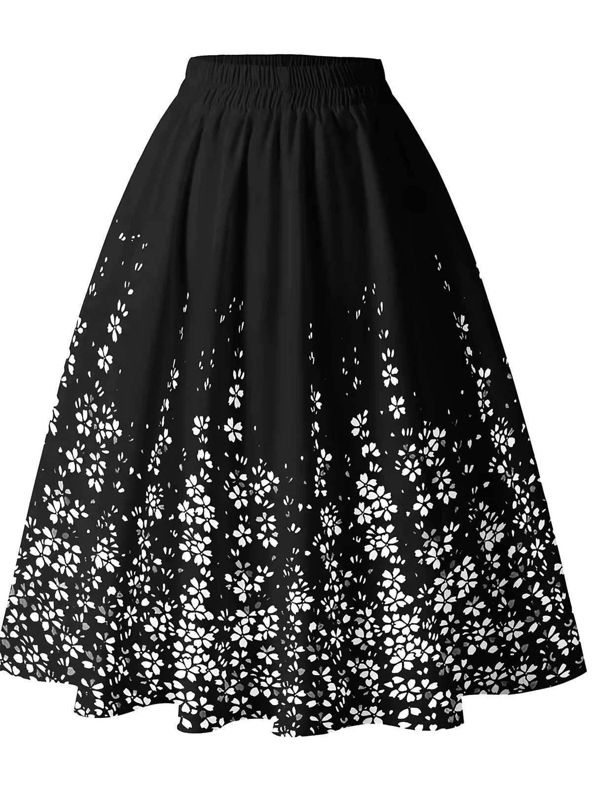 Jupe grande taille à imprimé fleuri, coupe droite, jambe large, vu de dos