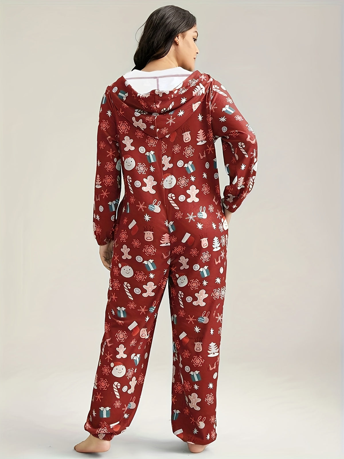 Pyjama grande taille, fermeture zippée, chaleur d'hiver, vue de profil