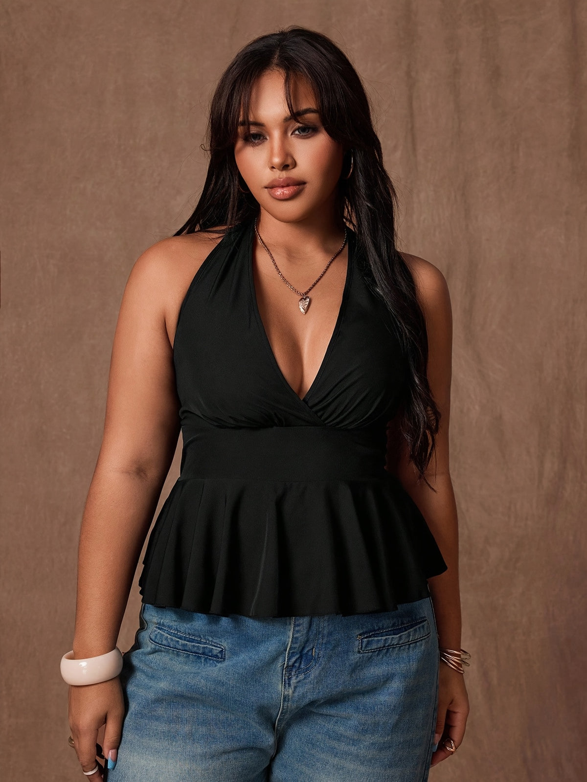 Top grande taille, allure élégante — composition : 100% Polyester