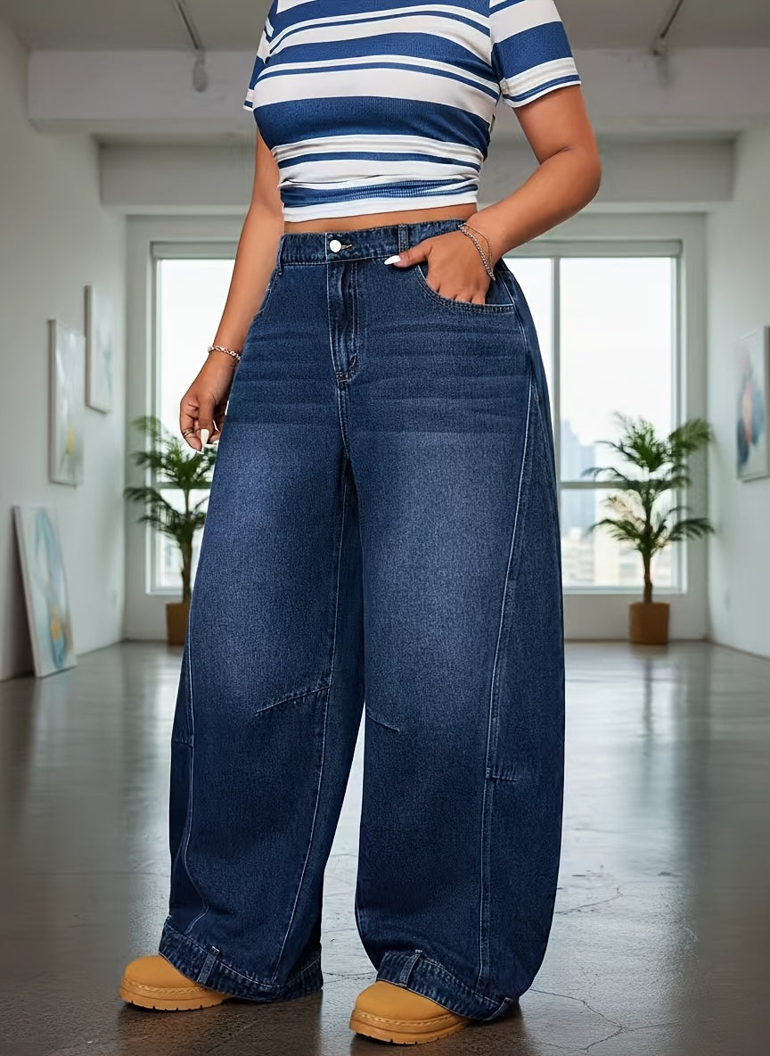 Jean grande taille, porté de face