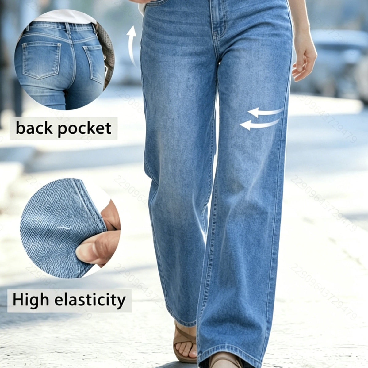 Jean grande taille, coupe oversize, ceinture assortie, tenue franche — matière : denim Image