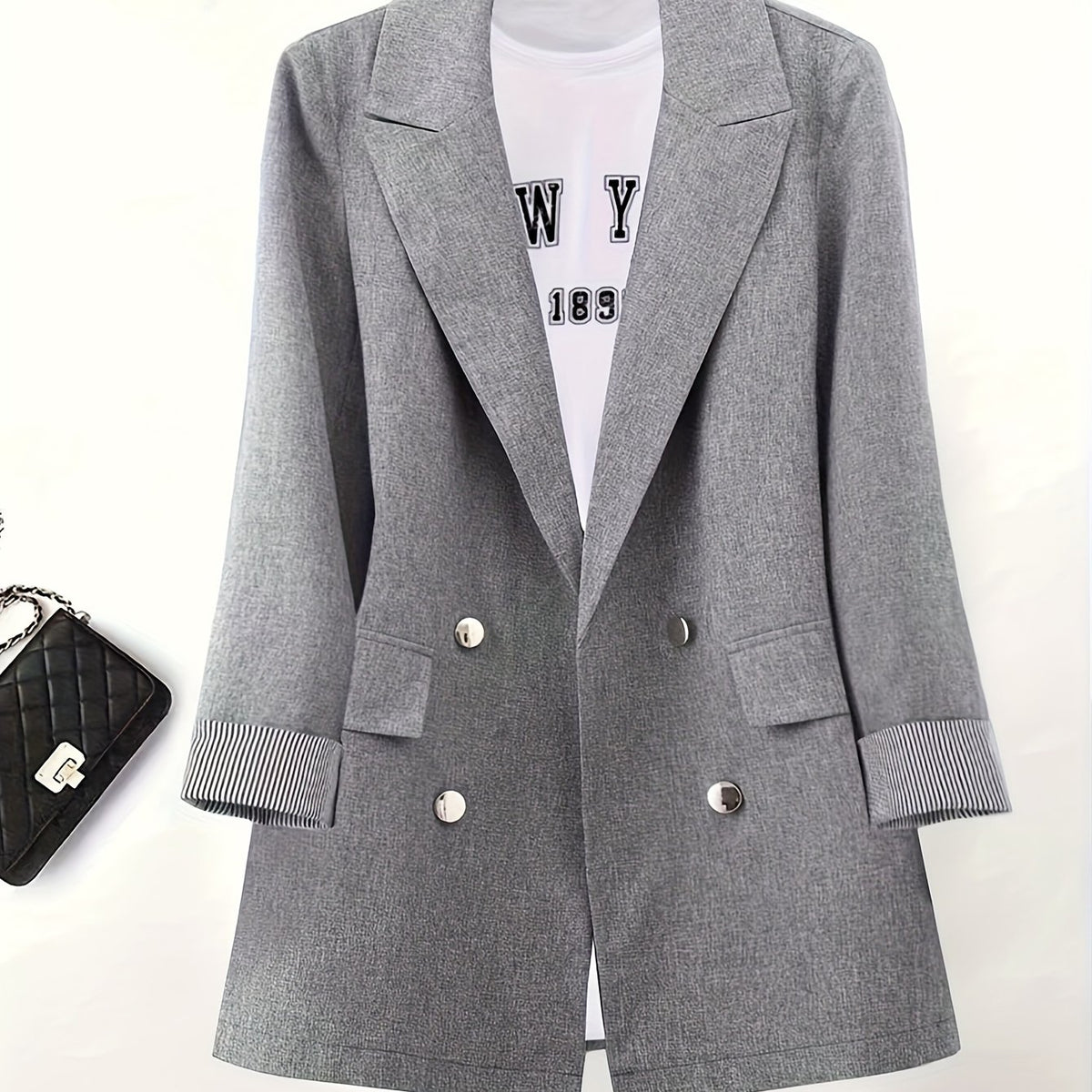 Veste grande taille, col à revers — matière : polyester