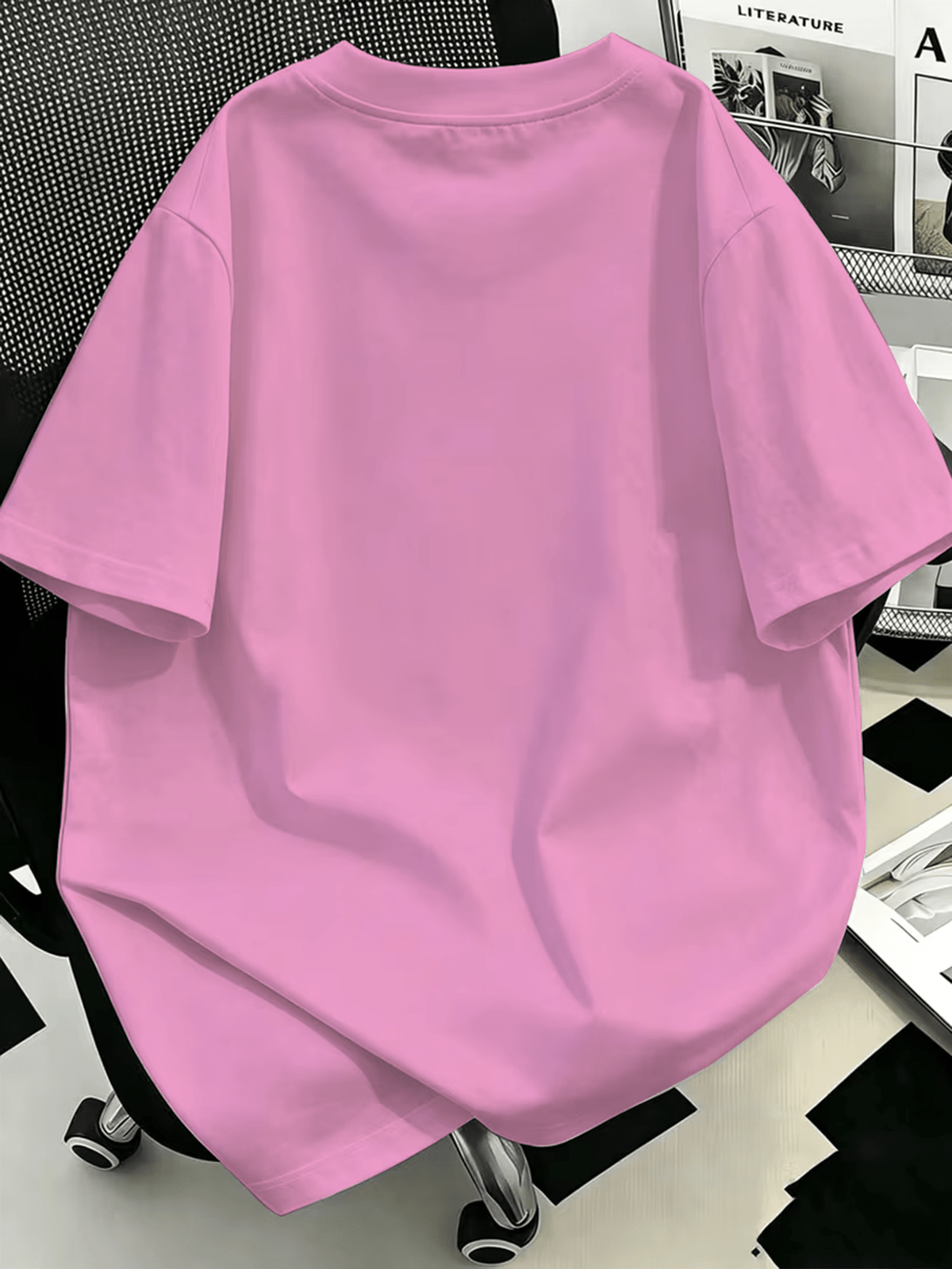 Top grande taille à imprimé géométrique, manches courtes, toucher naturel, autre coloris