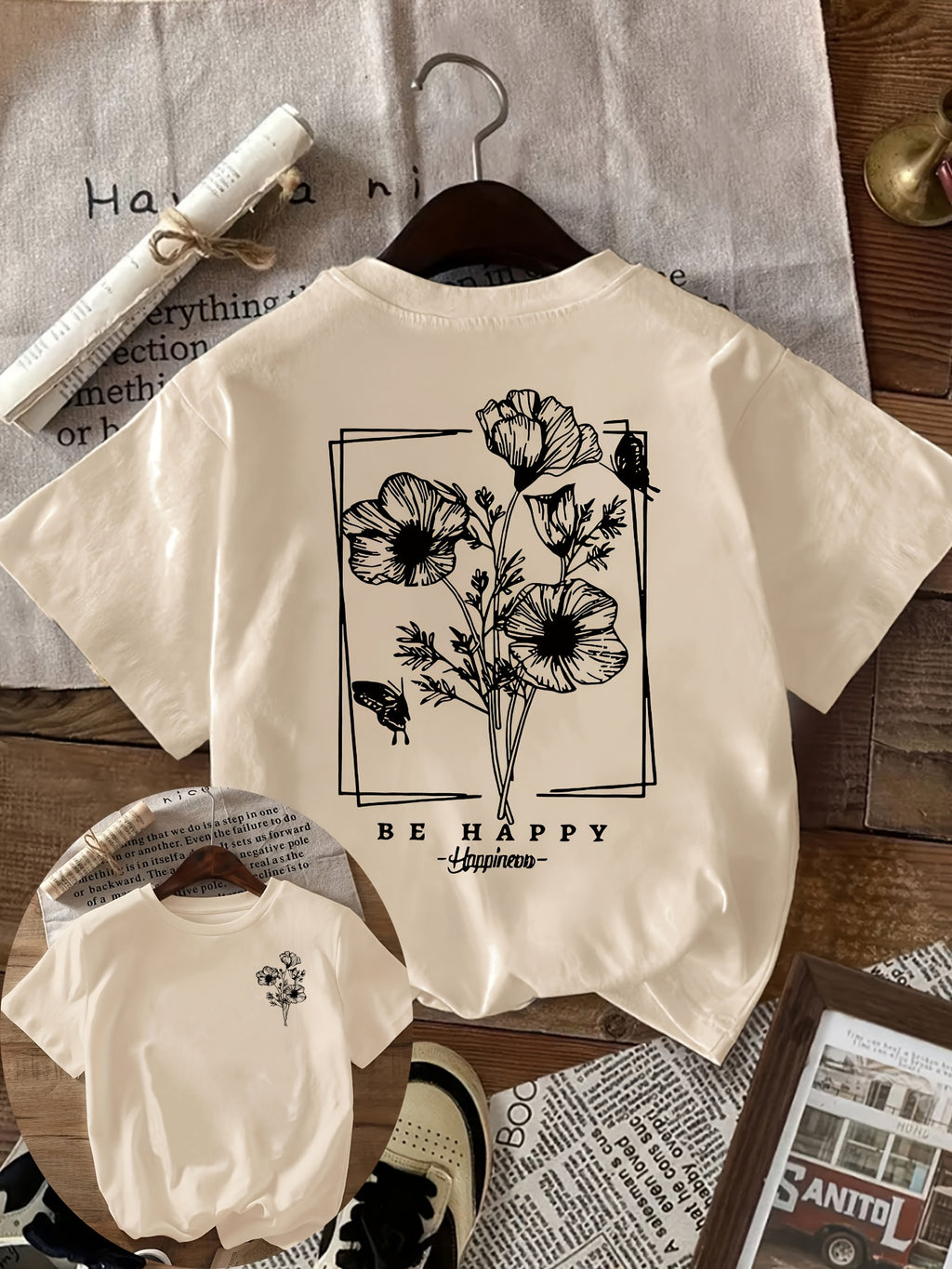 T-shirt grande taille à imprimé fleuri, coupe ample