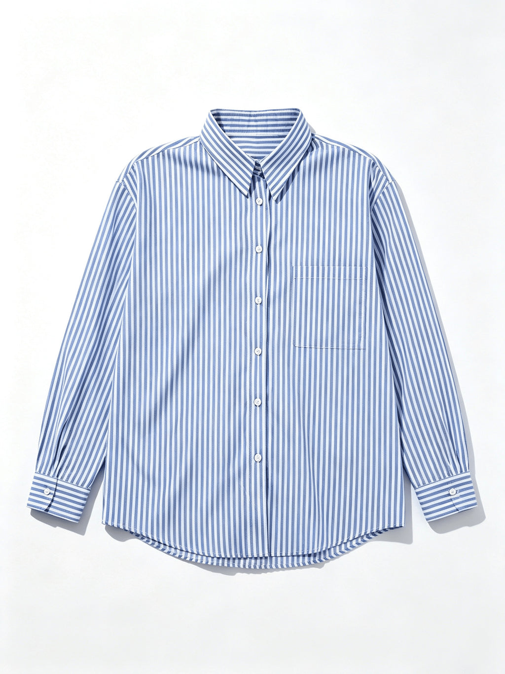 Chemise grande taille à rayures, coupe ample, manches longues, toucher naturel, porté de face
