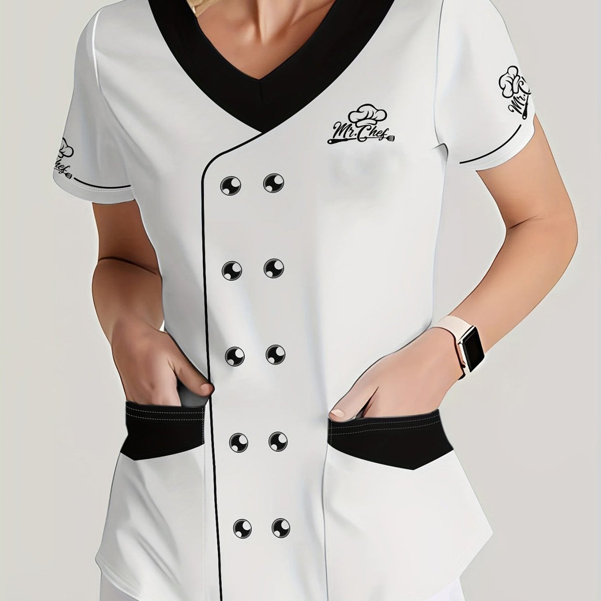 T-shirt grande taille, col V — matière : polyester Image