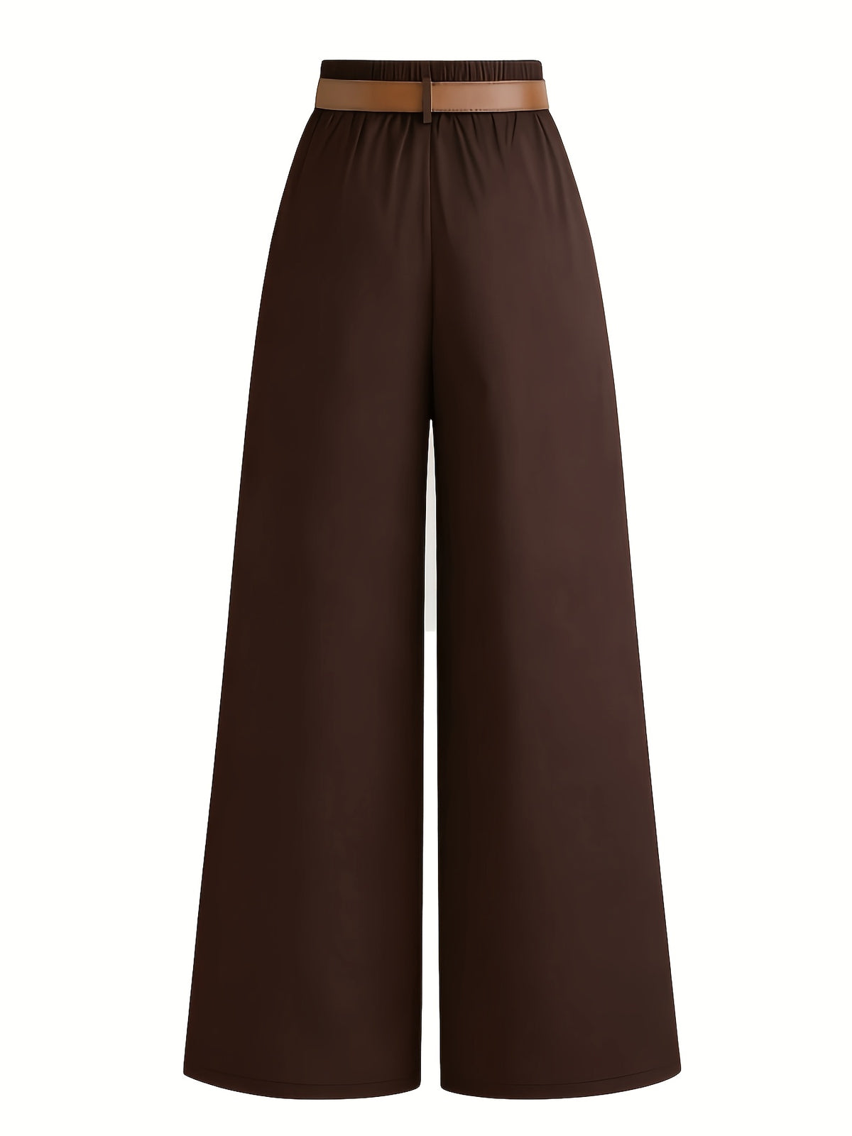 Pantalon grande taille, coupe droite, ceinture assortie, plissé, autre coloris