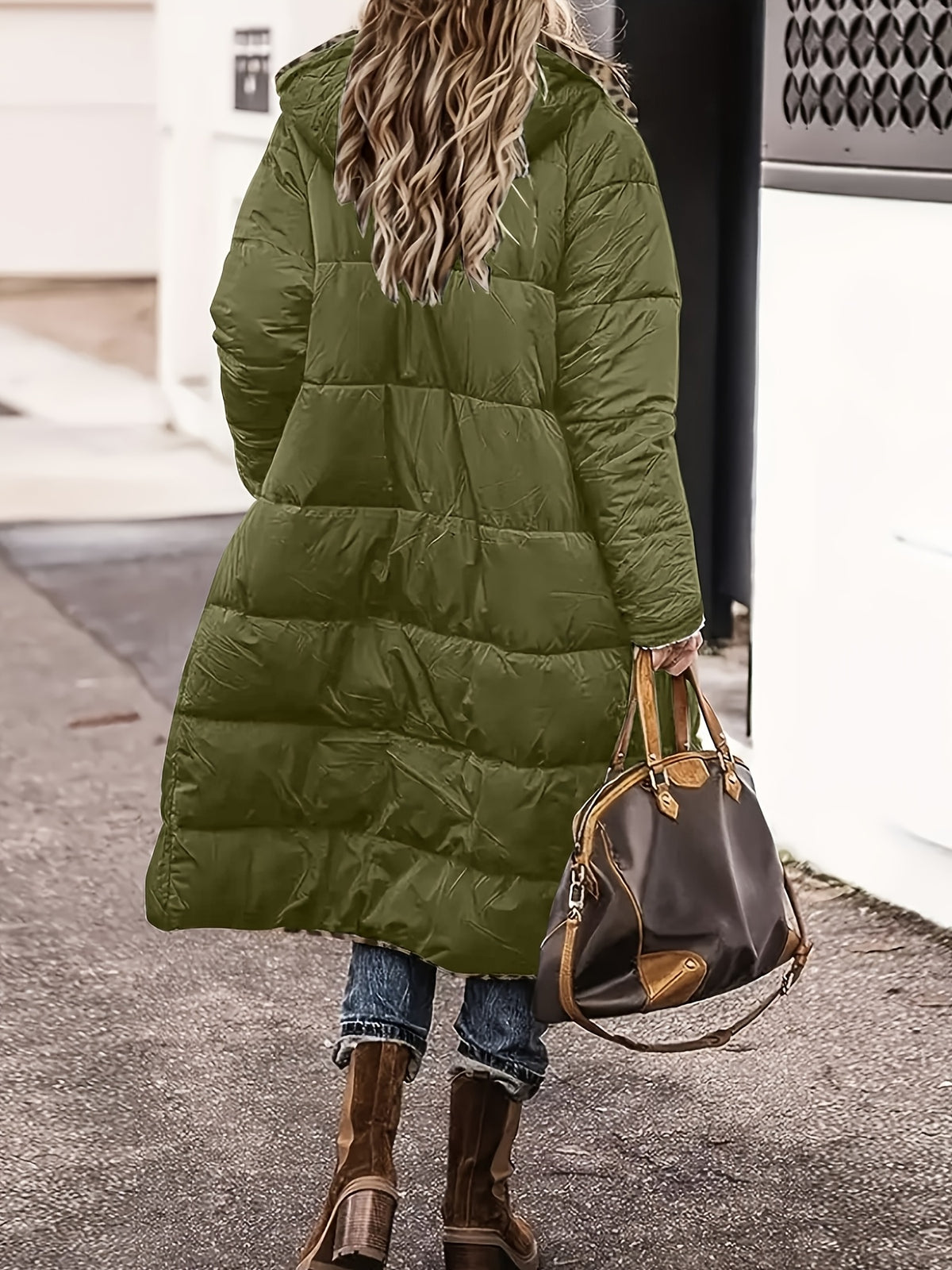 Manteau grande taille à imprimé léopard, chaleur d'hiver, matelassé, porté de face