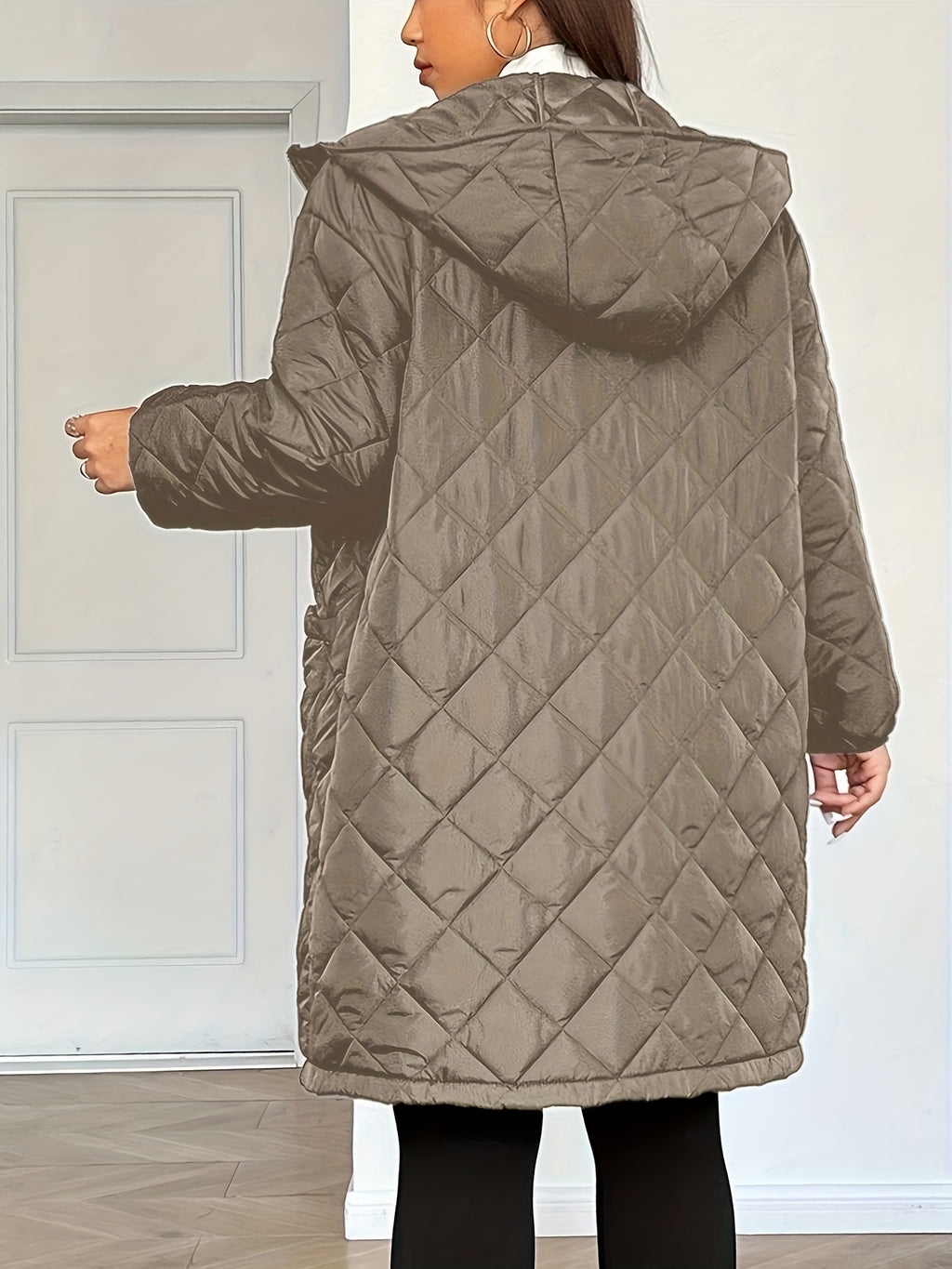Manteau grande taille, coupe oversize, longueur midi, capuche, autre coloris