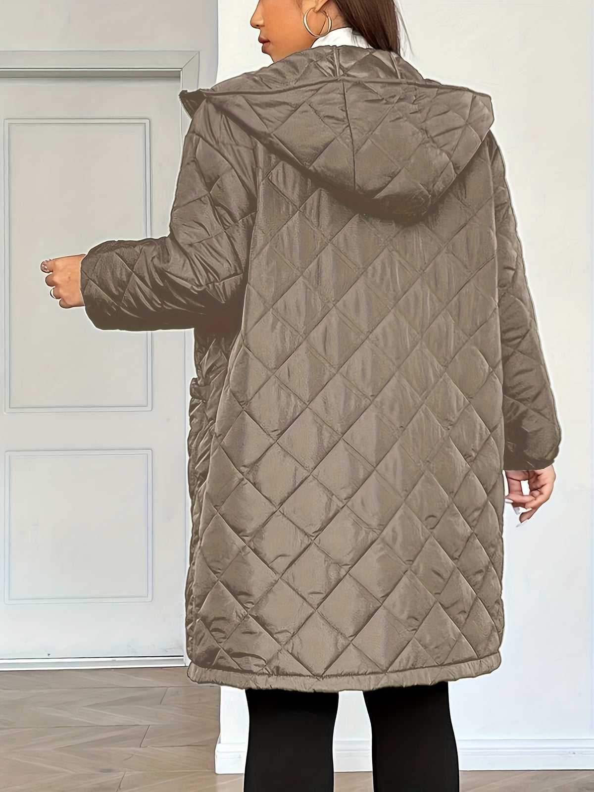 Manteau grande taille, coupe oversize, longueur midi, capuche, autre coloris