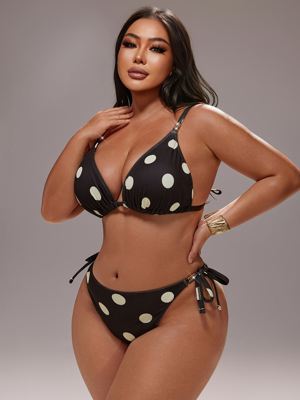 Bikini grande taille — Anneaux aux épaules, trois motifs
