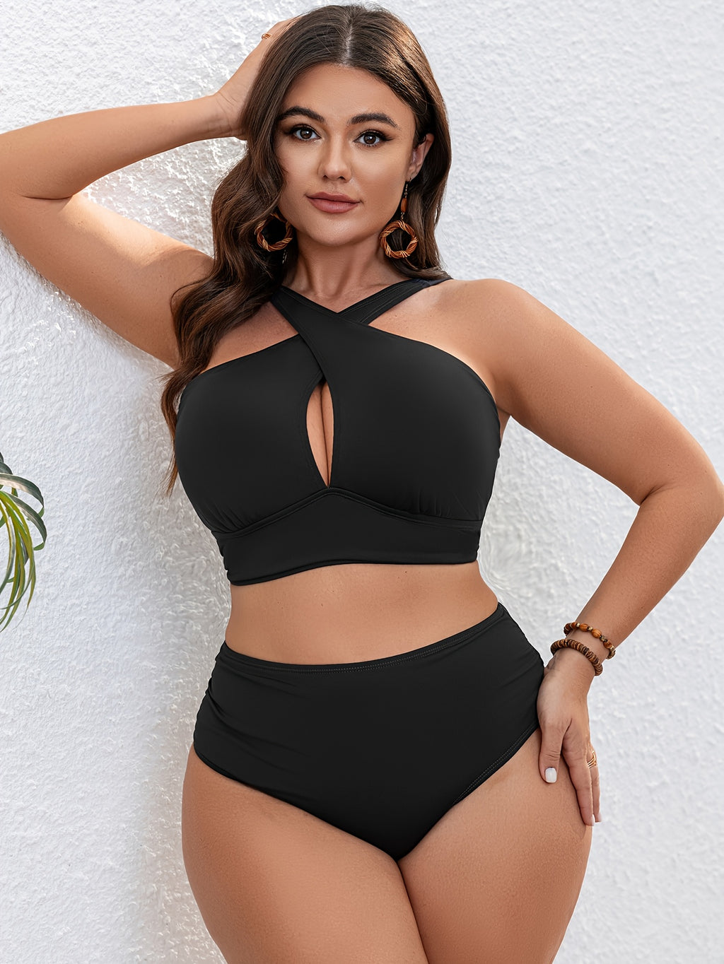 Bikini grande taille — Croisement au cou et bas montant