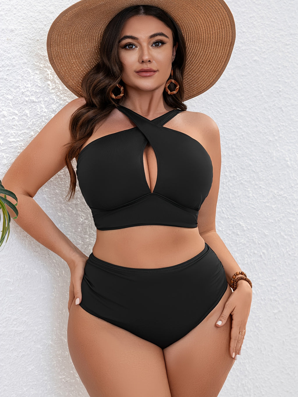 Bikini grande taille — Croisement au cou et bas montant