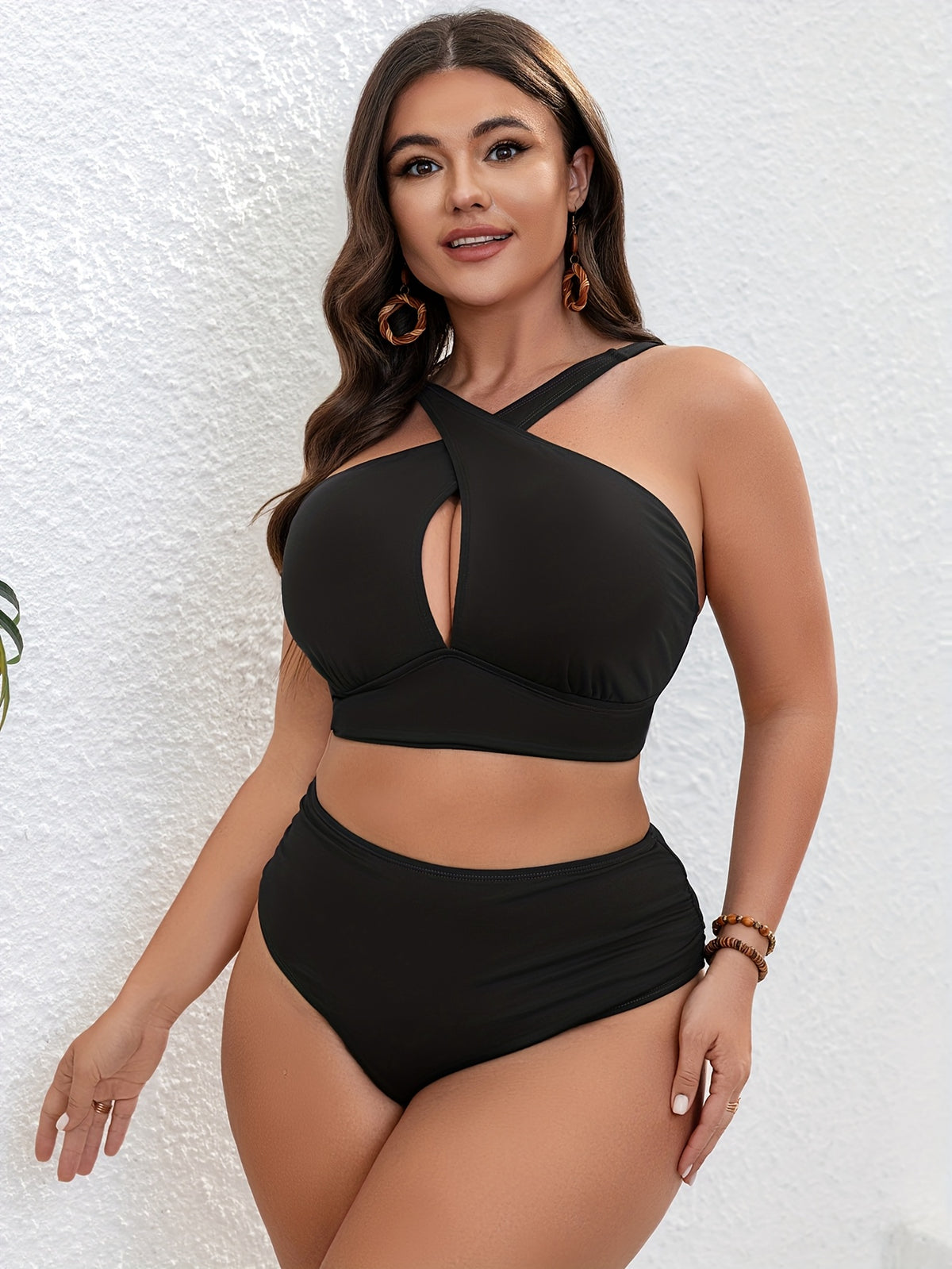 Bikini grande taille — Croisement au cou et bas montant