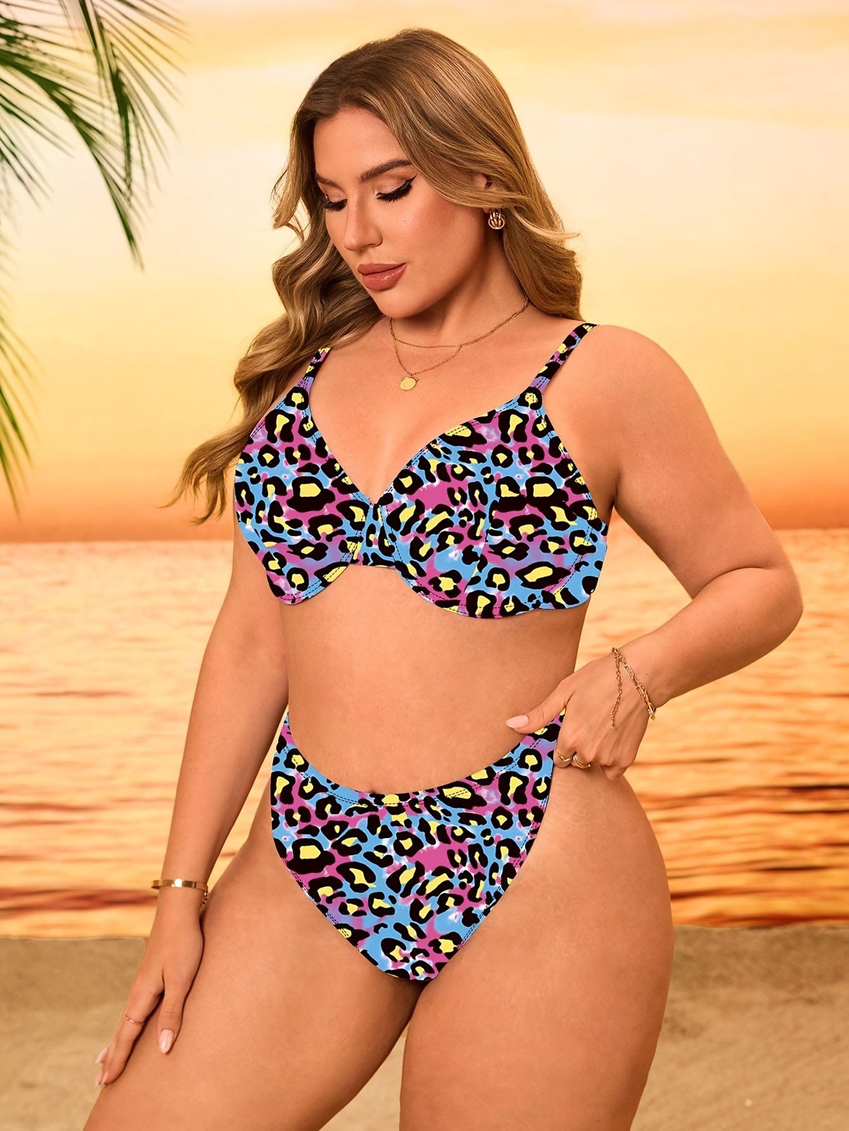 Bikini femme grande taille, deux imprimés léopard au choix