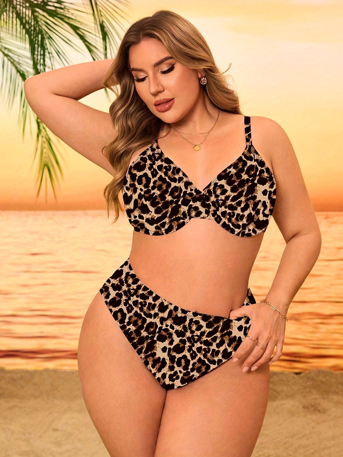 Bikini femme grande taille, deux imprimés léopard au choix