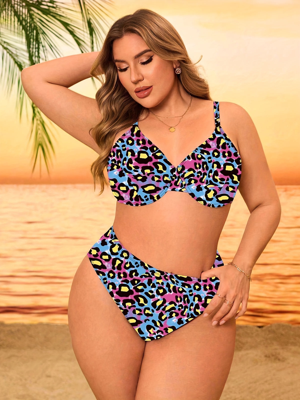 Bikini femme grande taille, deux imprimés léopard au choix