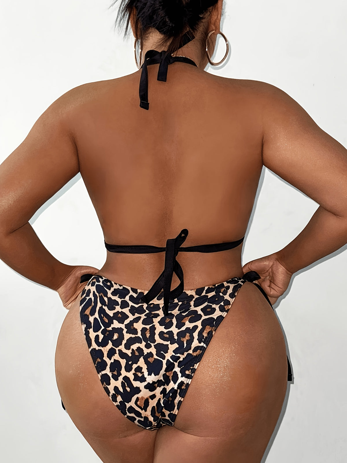 Bikini grande taille — Léopard fauve à biais contrastés