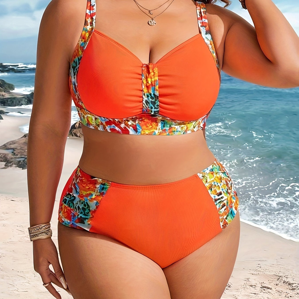 Maillot de bain grande taille à imprimé fleuri Image